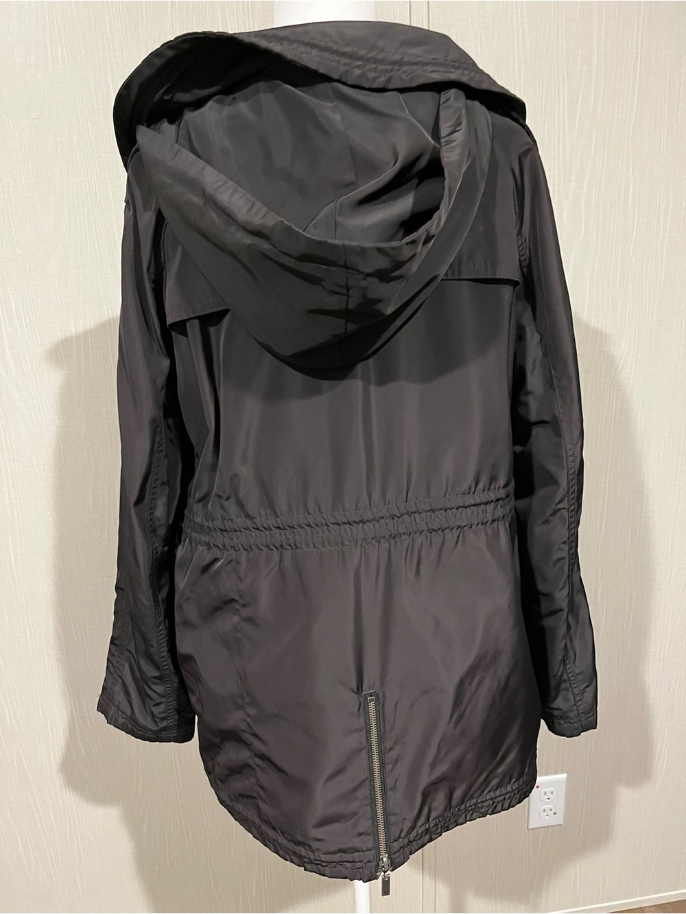 Green With Envy Black Hooded Utility Anorak Jacket, Sz Med - Picture 2 of 5